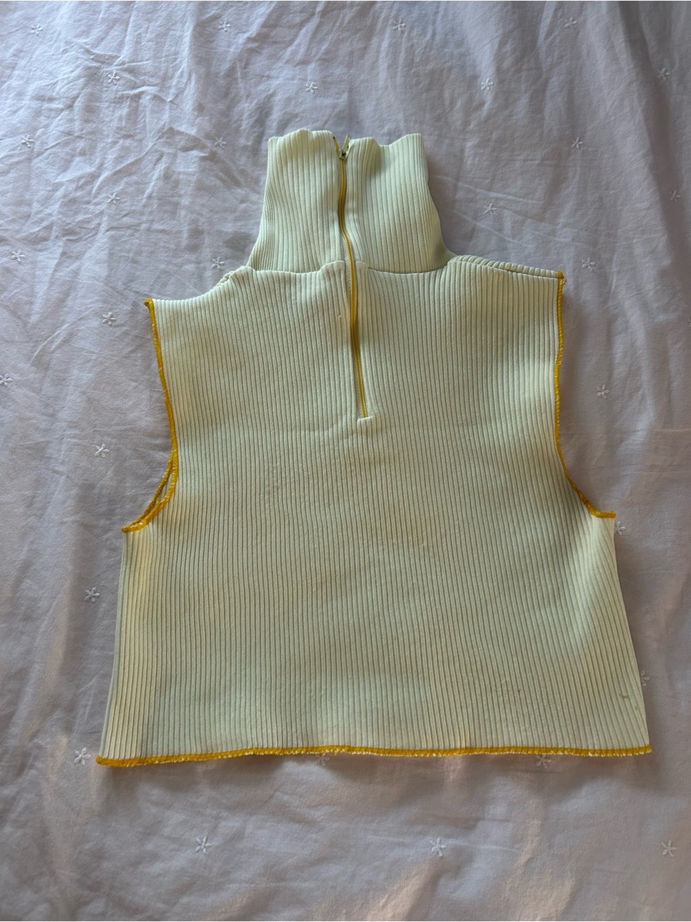 Y2K Yellow Ribbed Mock Neck Tank Top